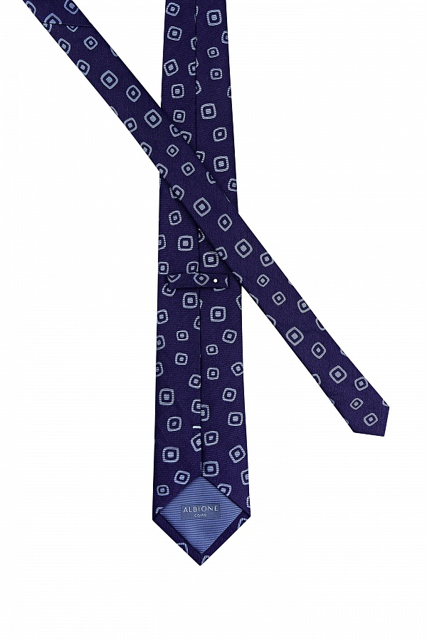 Темно-синий галстук с белым принтом