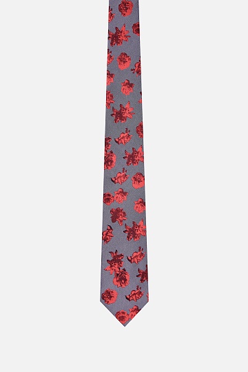 Серый галстук с красным узором