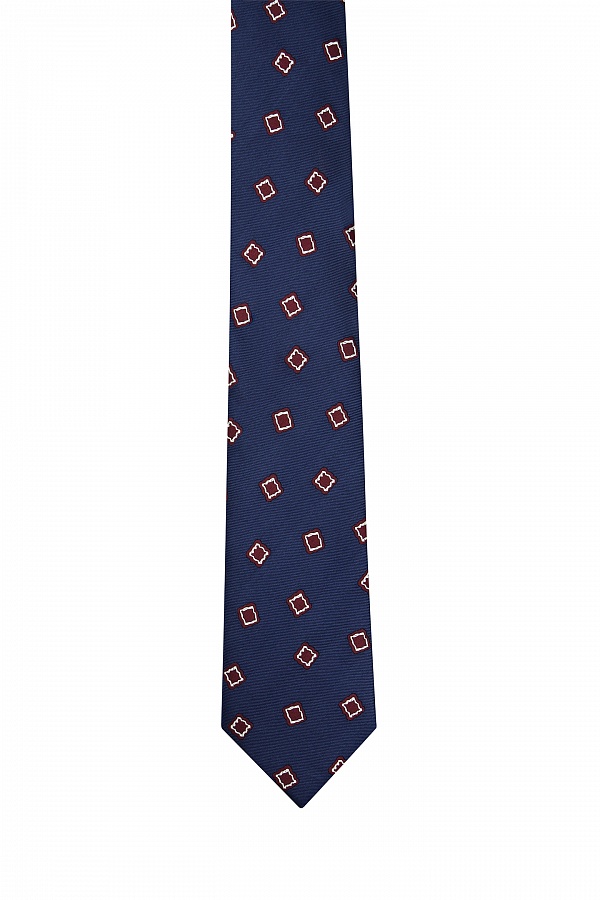 Текстурный темно-синий галстук с принтом