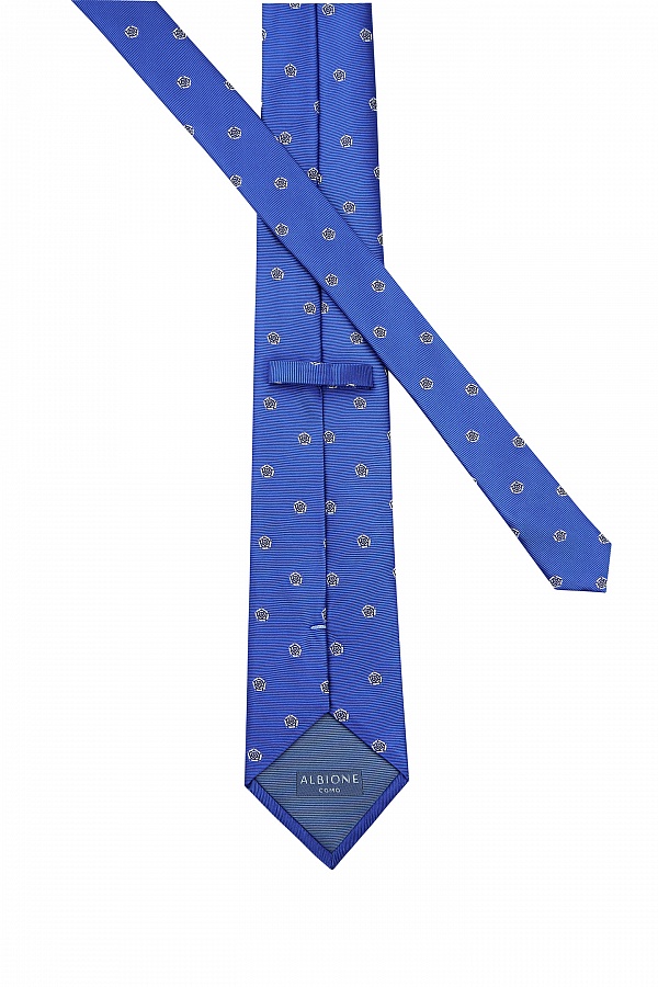 Ярко-синий галстук с узором розы