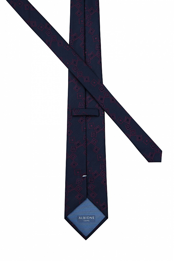 Темно-синий галстук в геометрический принт