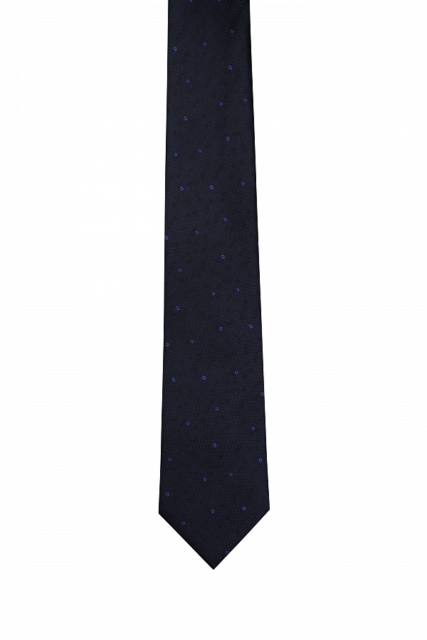 Черный галстук в синий принт