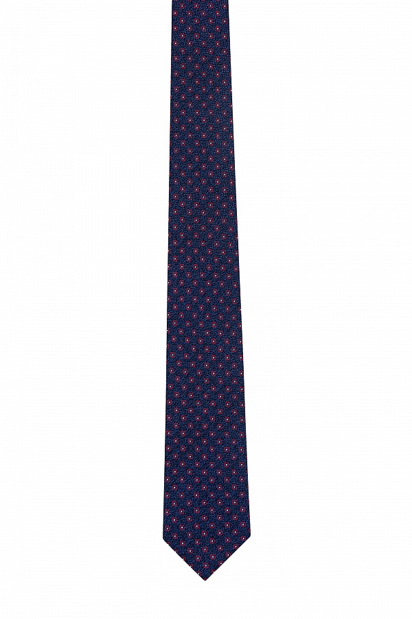 Темно-синий галстук в красный принт