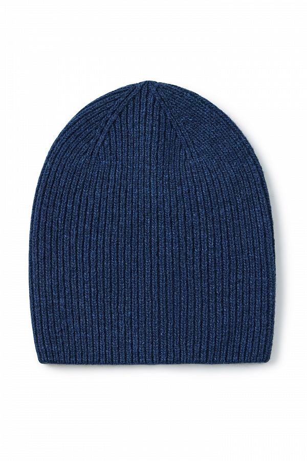 Темно-синяя шапка c кашемиром