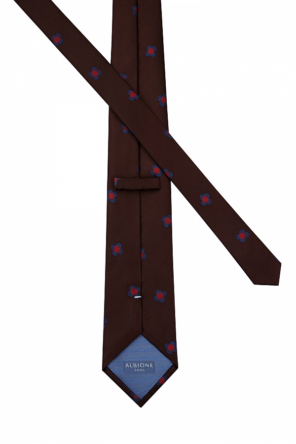 Темно-коричневый галстук с узором цветы