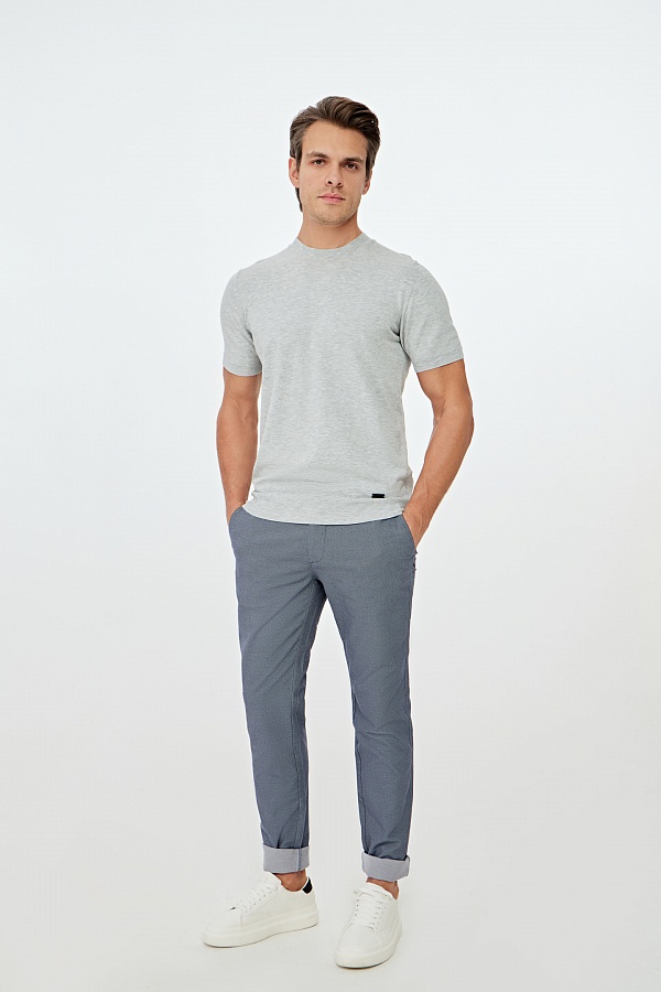 Серо-синие брюки из текстурной ткани