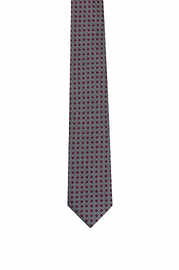 Черный галстук в красно-белый принт