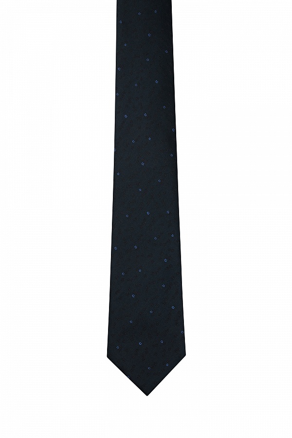 Черный текстурный галстук в синий цветок