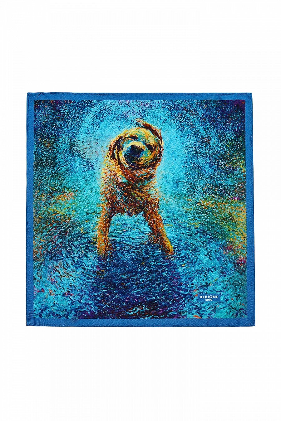 Синий платок с рисунком собака