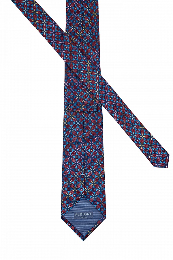 Бордово-голубой галстук с мелким паттерном
