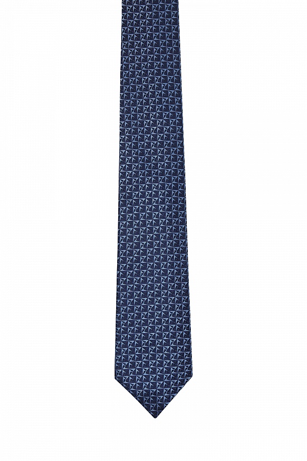 Сине-голубой галстук с узором треугольники