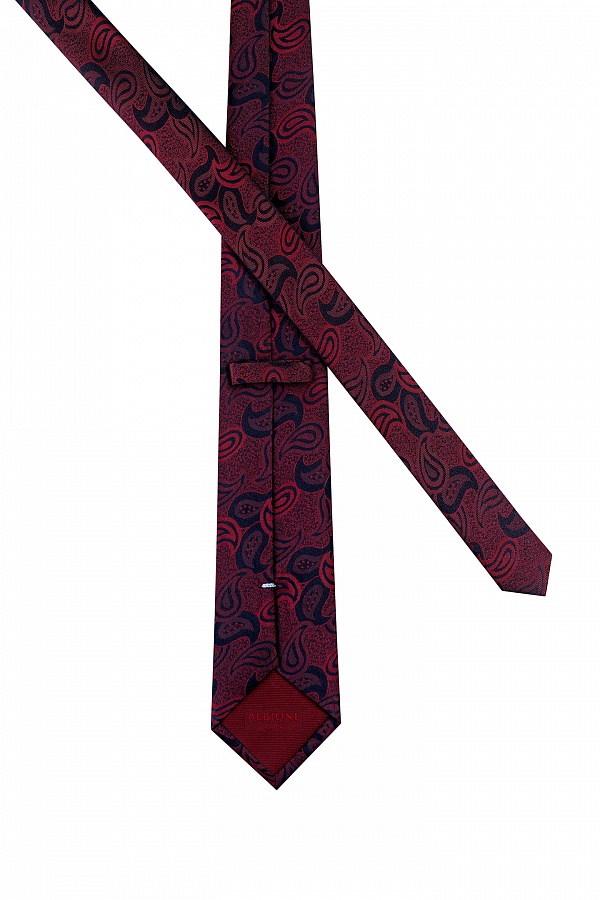 Бордовый галстук в стильный принт