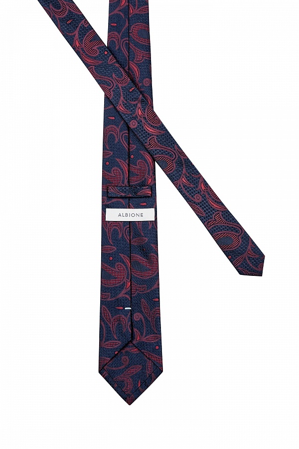Сине-бордовый галстук с цветочным узором