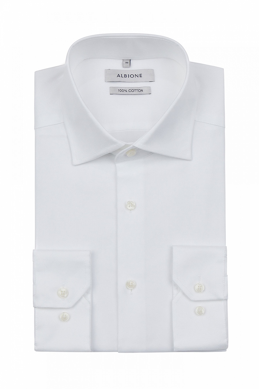 Белая однотонная сорочка из фактурной ткани