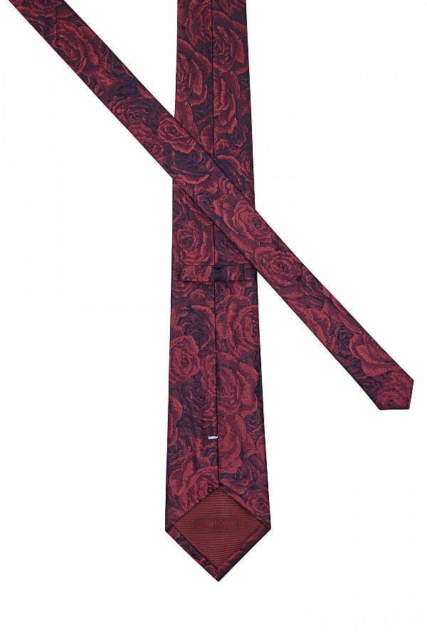Бордовый галстук с узором розы