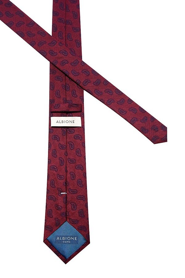 Бордовый галстук с узором огурцы