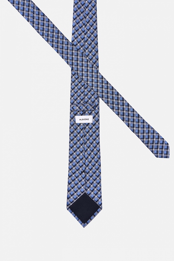 Синий галстук с принтом
