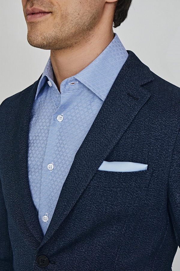 Темно-синий пиджак из текстурной ткани