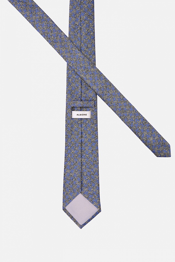 Синий галстук в серый принт