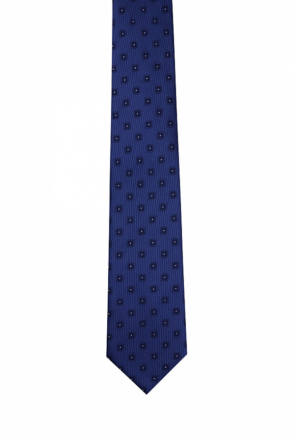 Синий текстурный галстук с принтом