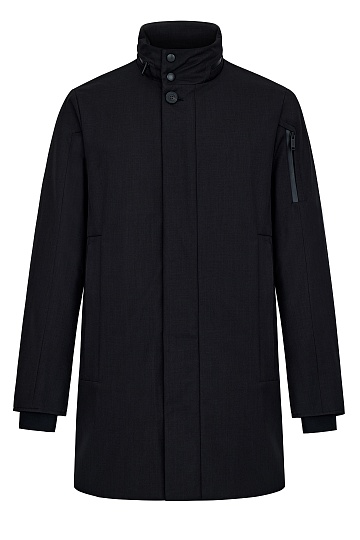 Черная куртка со складным капюшоном
