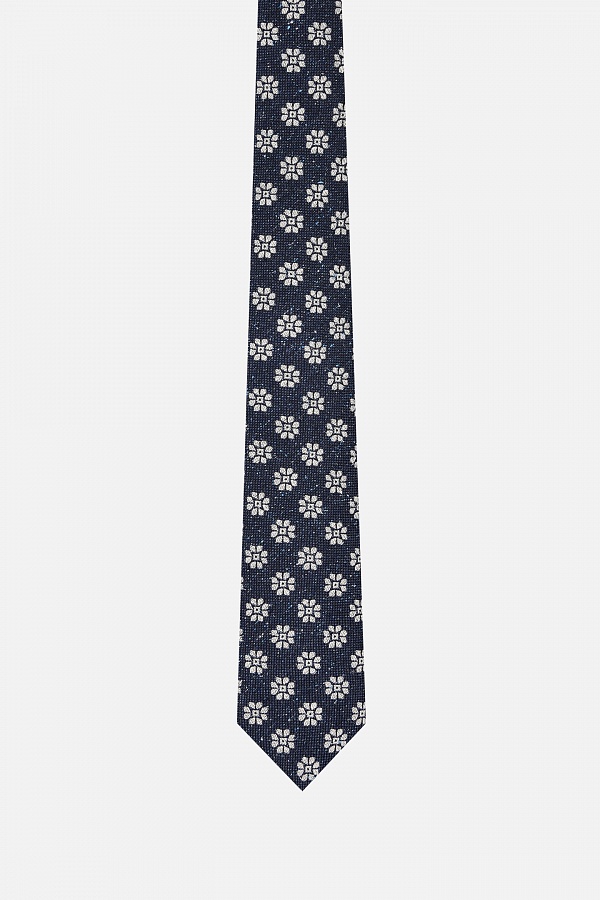 Черный галстук в цветочный принт
