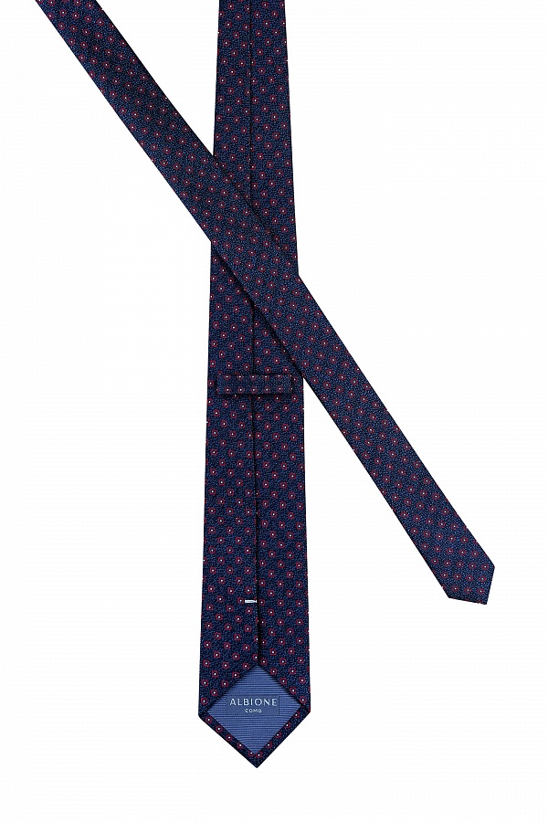 Темно-синий галстук в красный принт