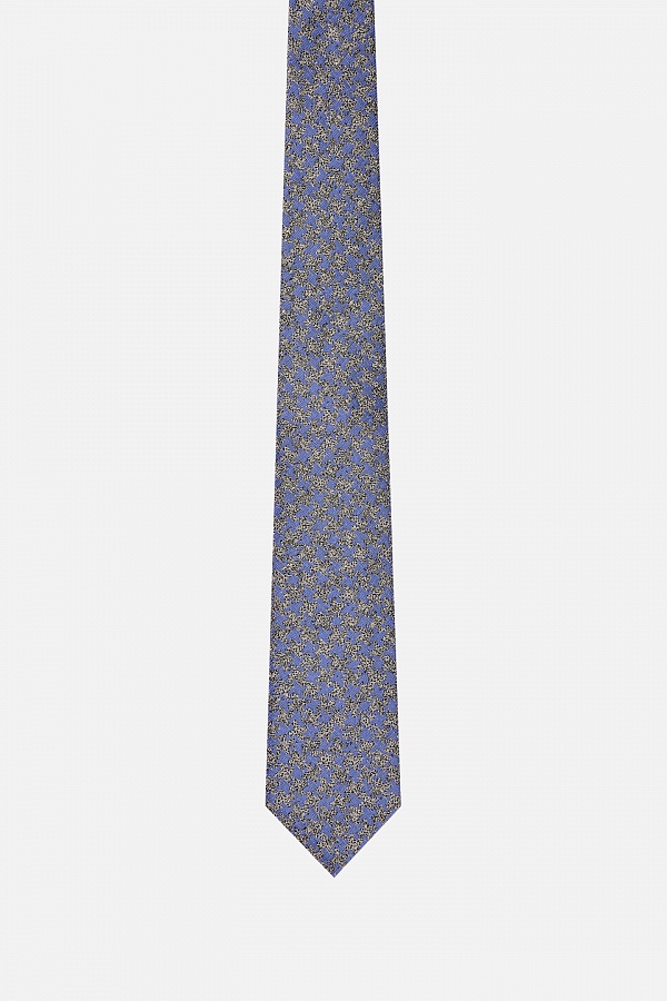 Синий галстук в серый принт