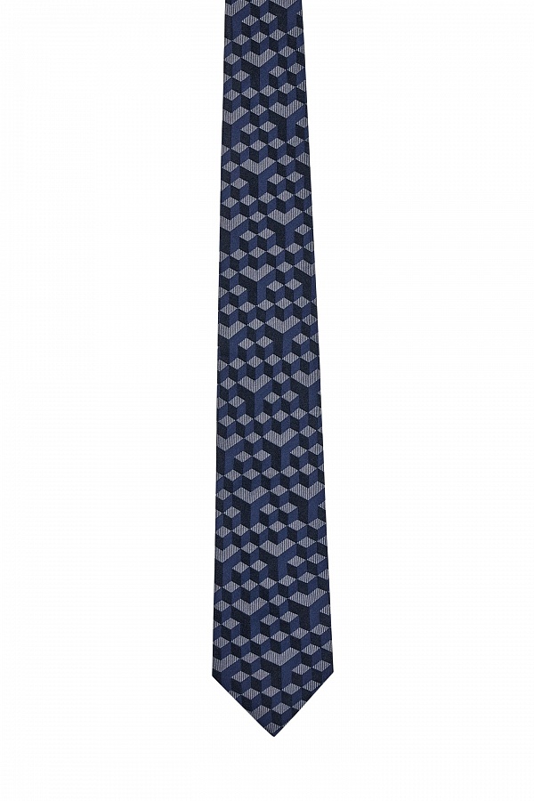 Серо-синий галстук с геометрическим узором