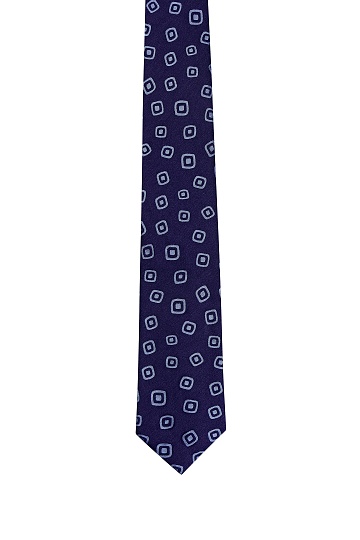 Темно-синий галстук с белым принтом