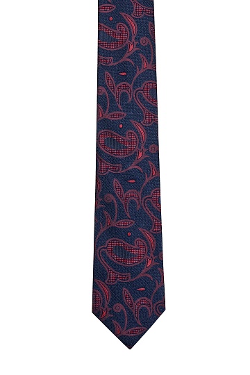 Сине-бордовый галстук с цветочным узором