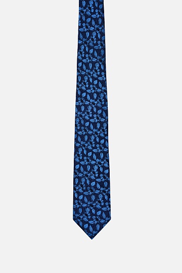 Синий галстук с цветочным узором