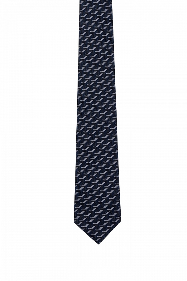 Темно-синий галстук с мелким геометрическим узором