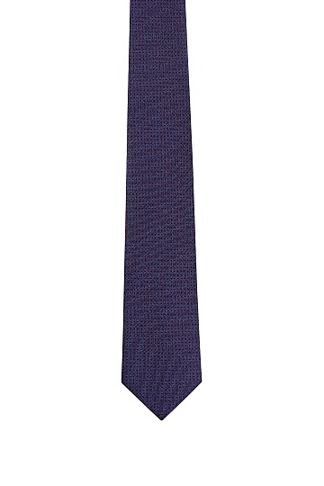 Темно-синий галстук в мелкий бордовый принт