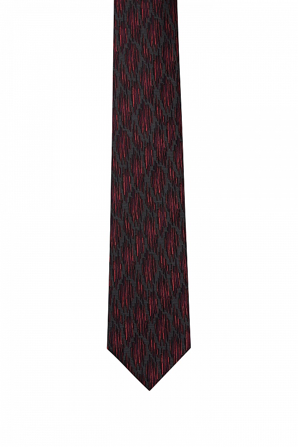 Черный текстурный галстук с принтом бордового цвета