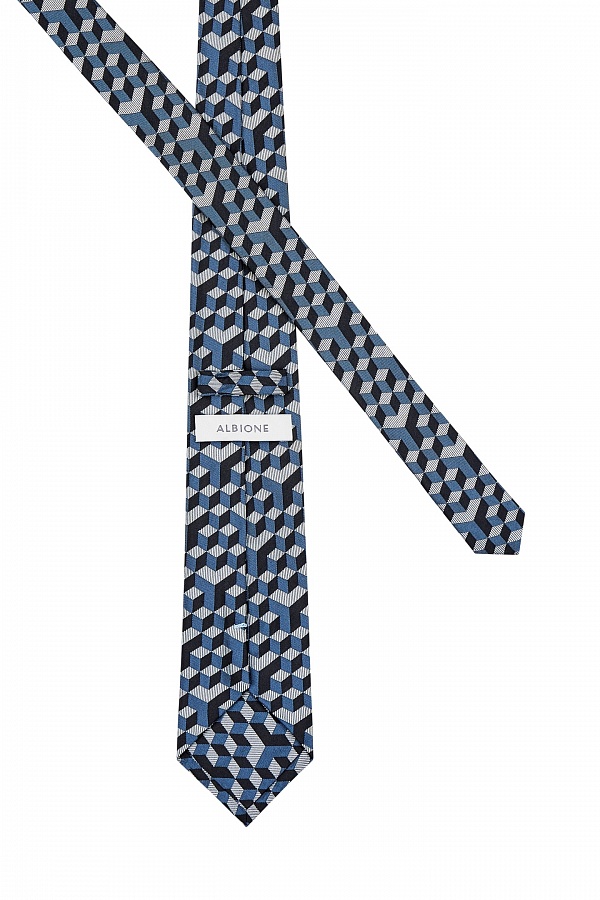 Серо-голубой галстук с геометрическим узором