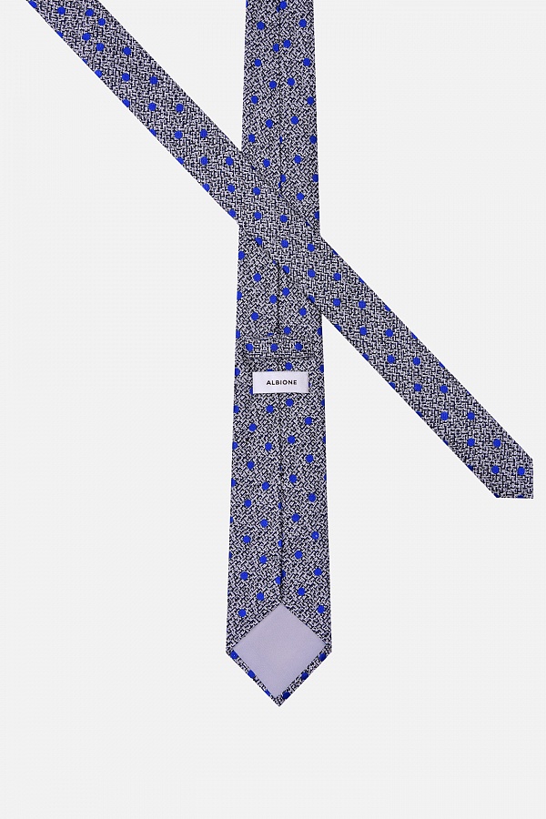 Серый галстук с синим принтом