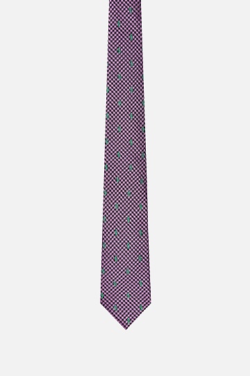 Розовый галстук с узором кактусы