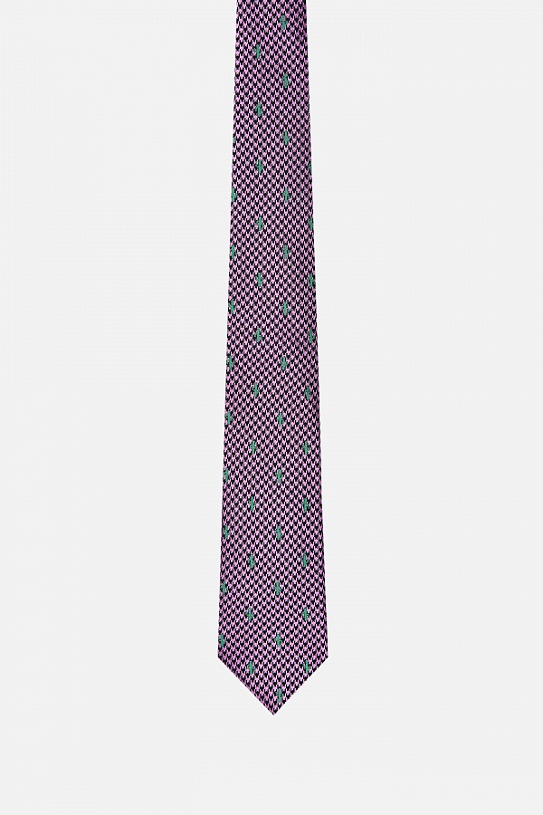 Розовый галстук с узором кактусы