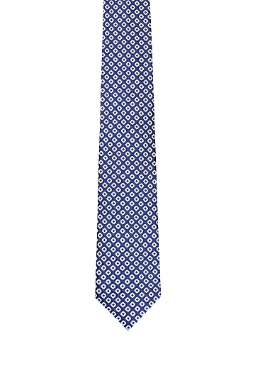 Синий галстук в белый принт