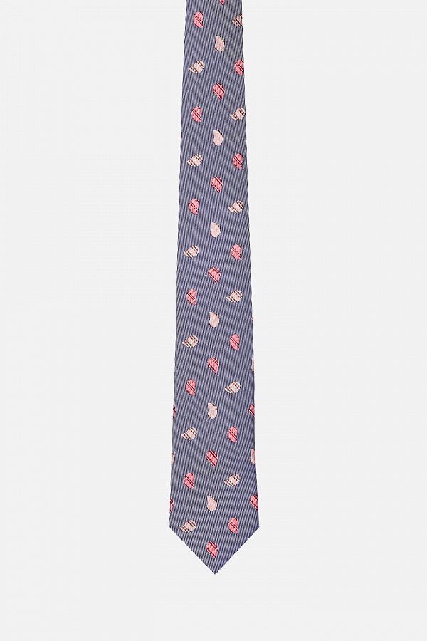 Серый галстук с розовым принтом
