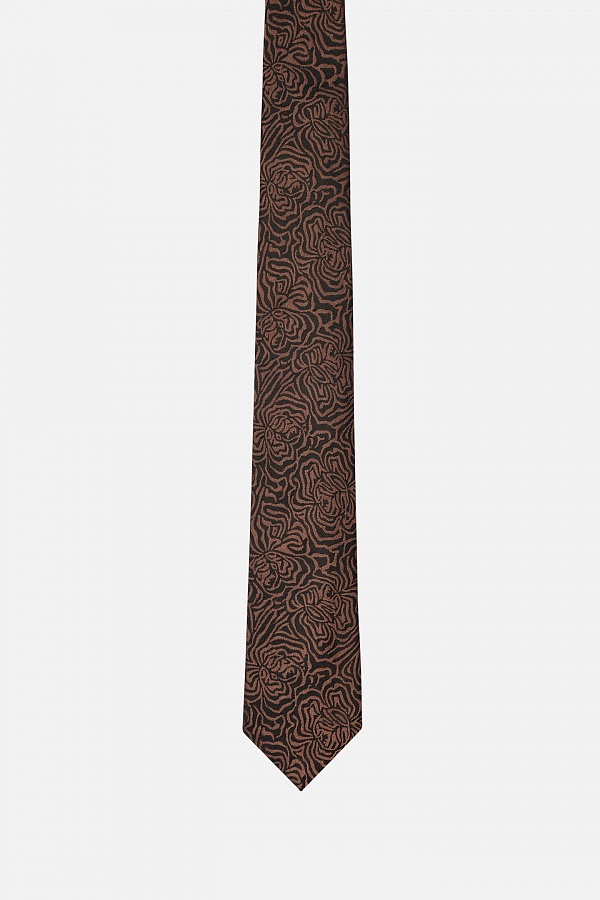 Черный галстук в коричневый узор