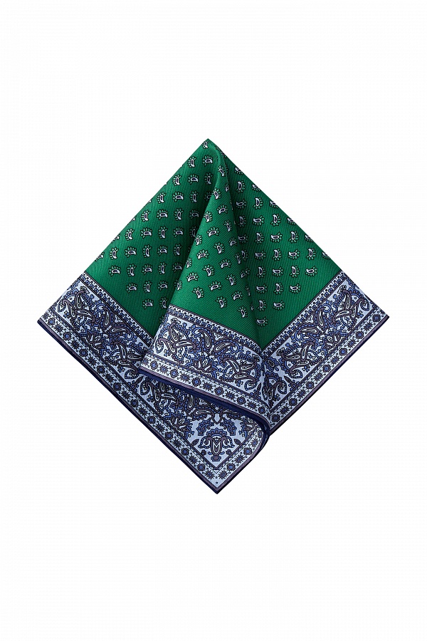 Сине-зеленый платок с цветочным узором