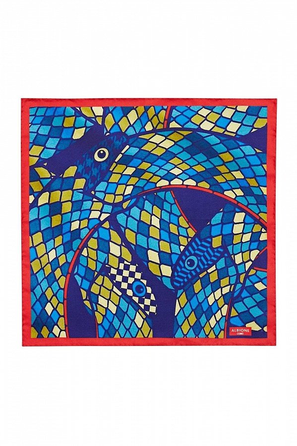 Платок с рисунком из переплетенных синих змей