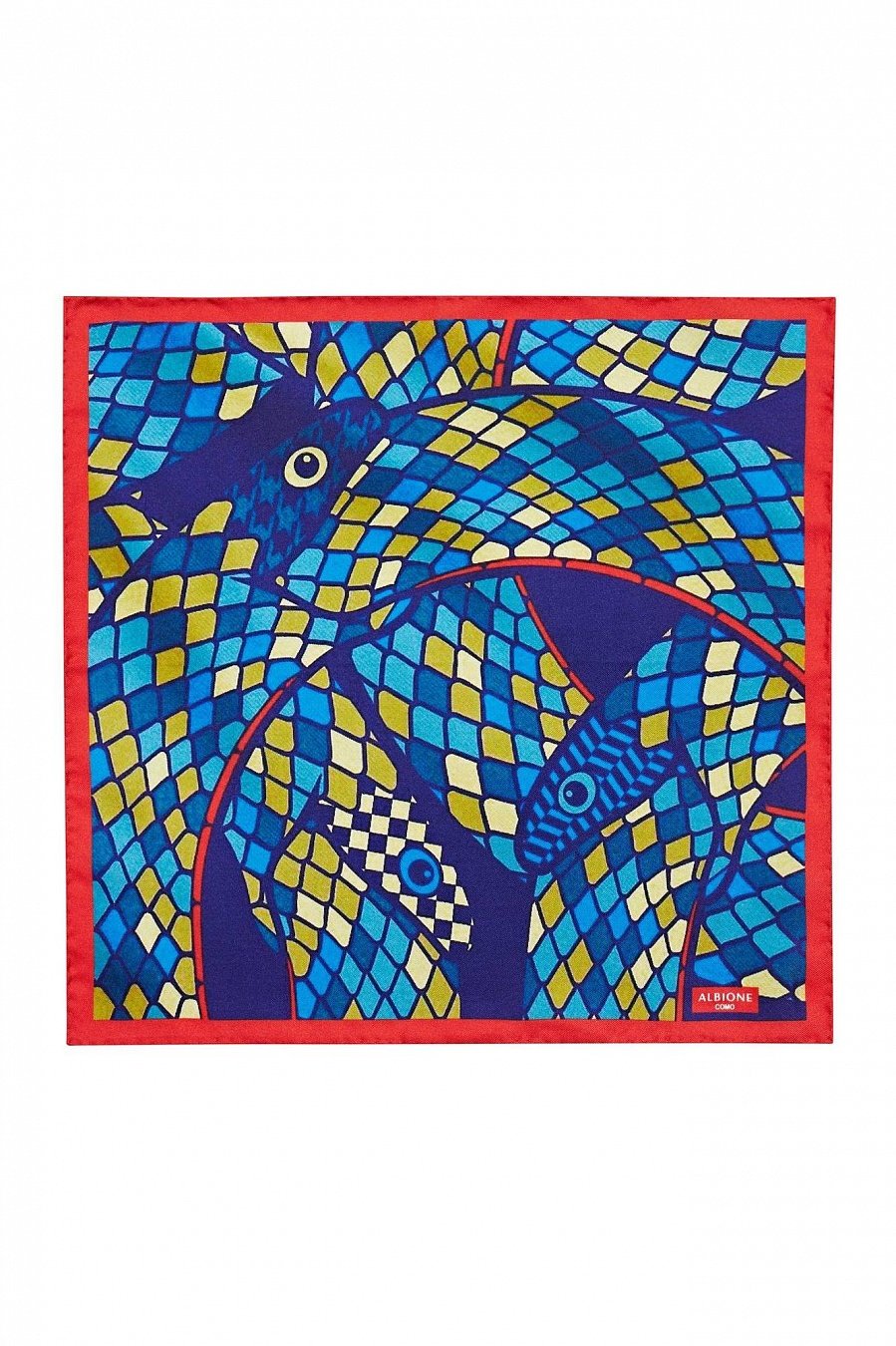 Платок с рисунком из переплетенных синих змей