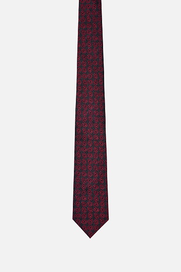 Черный галстук в красный принт