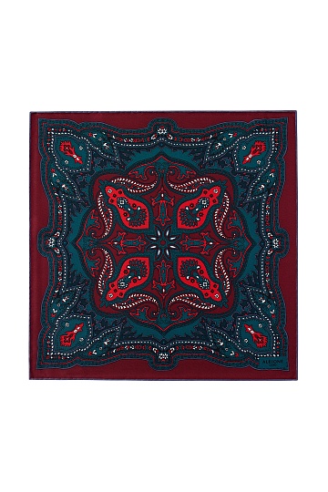 Бордовый платок с бирюзовым орнаментом