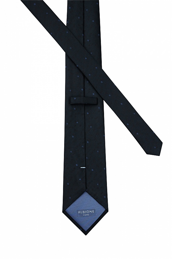 Черный текстурный галстук в синий цветок
