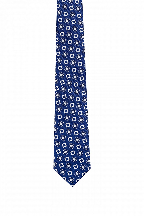 Темно-синий галстук с принтом &quot;ромб&quot;