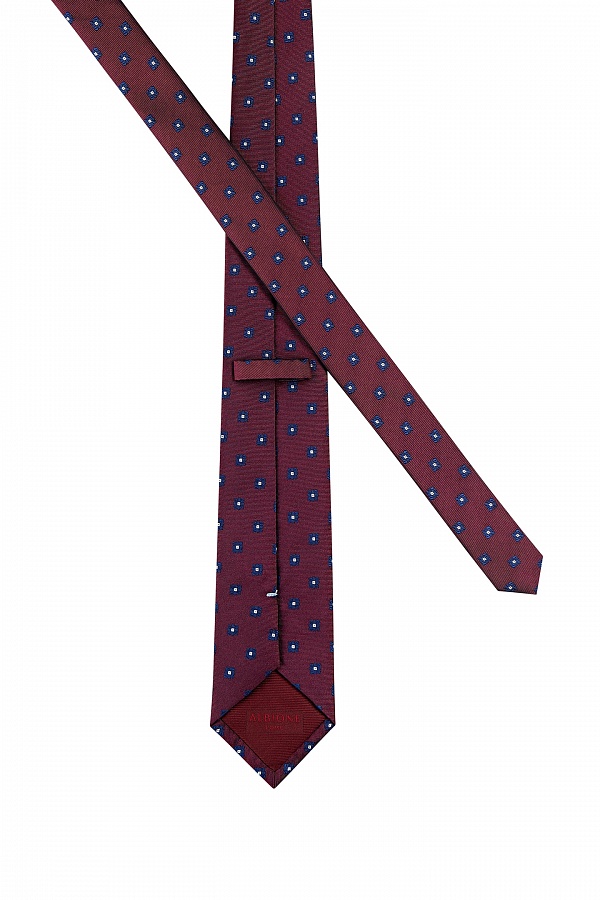 Бордовый галстук с синим принтом